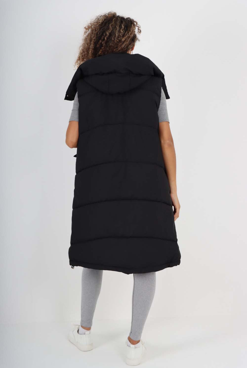 Italian Padded Pockets Hooded Long Gilet Jackets & Coat WearAll