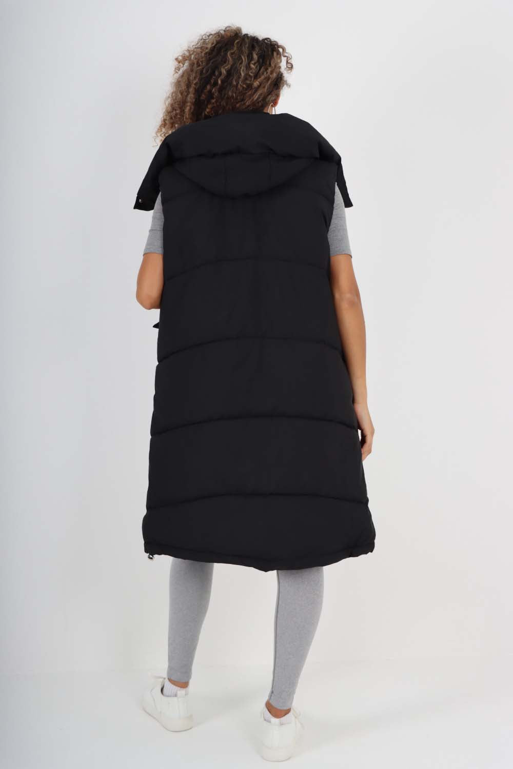 Italian Padded Pockets Hooded Long Gilet Jackets & Coat WearAll