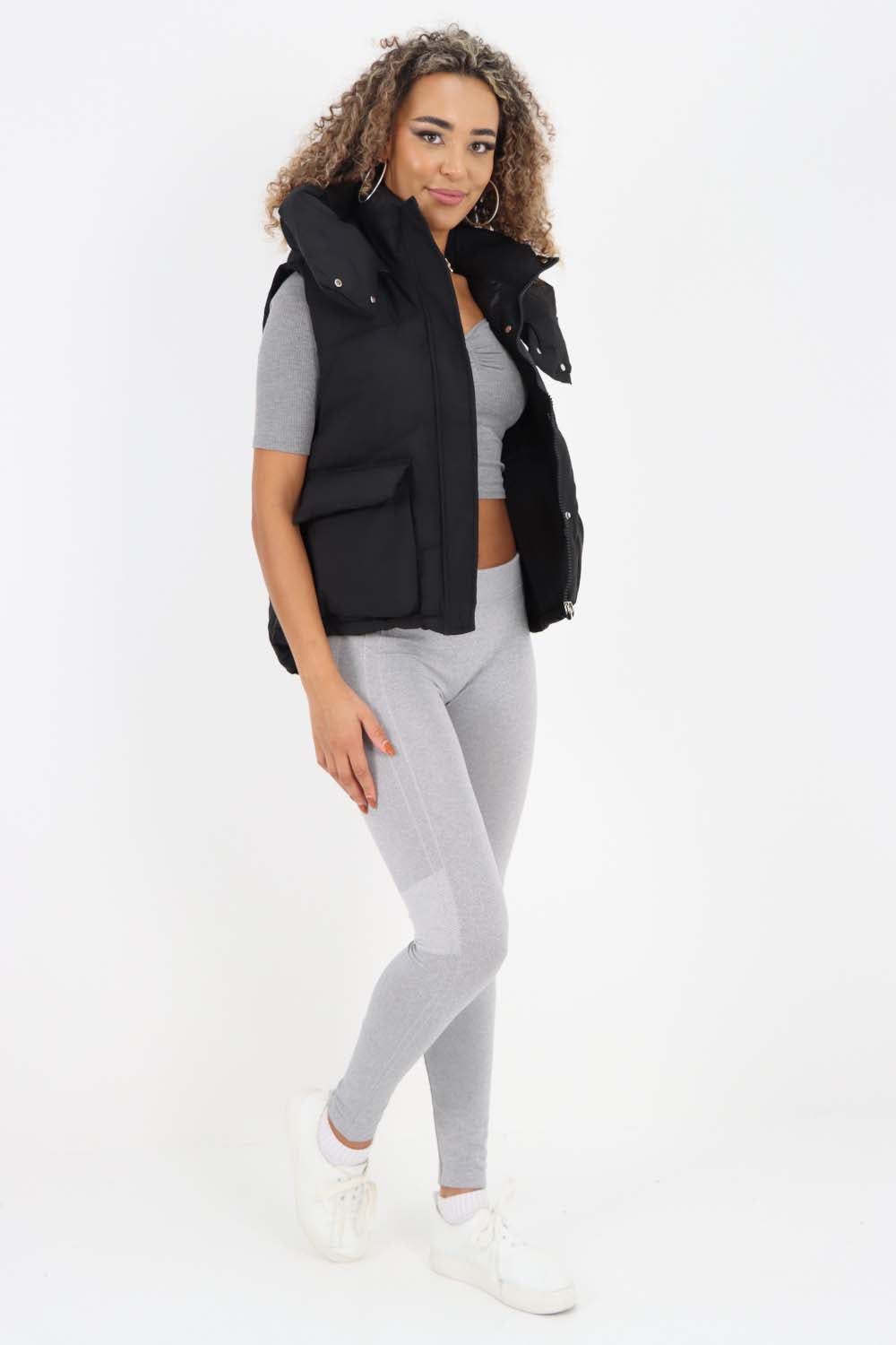 Italian Padded Pockets Hooded Gilet Jackets & Coat WearAll