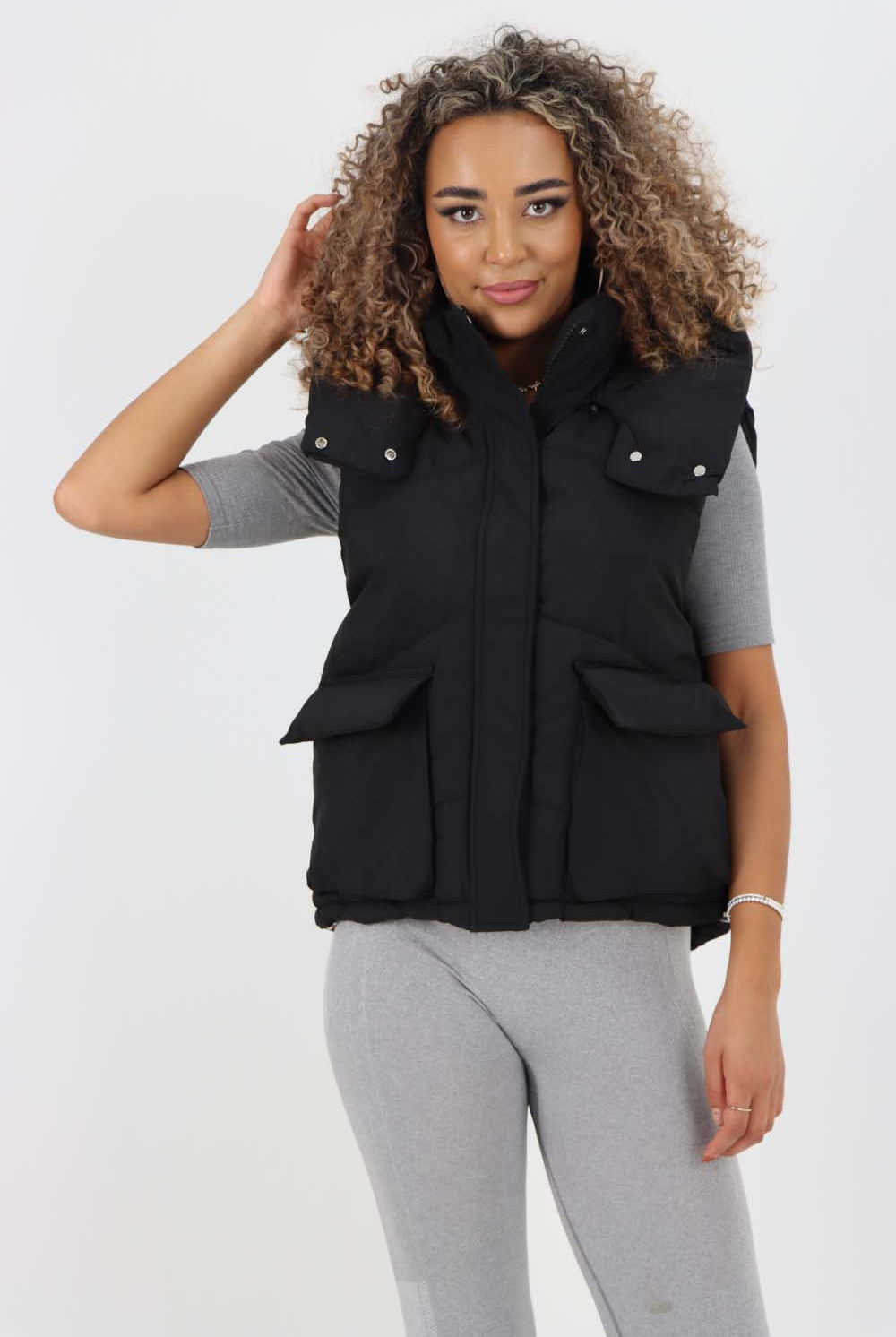 Italian Padded Pockets Hooded Gilet Jackets & Coat WearAll