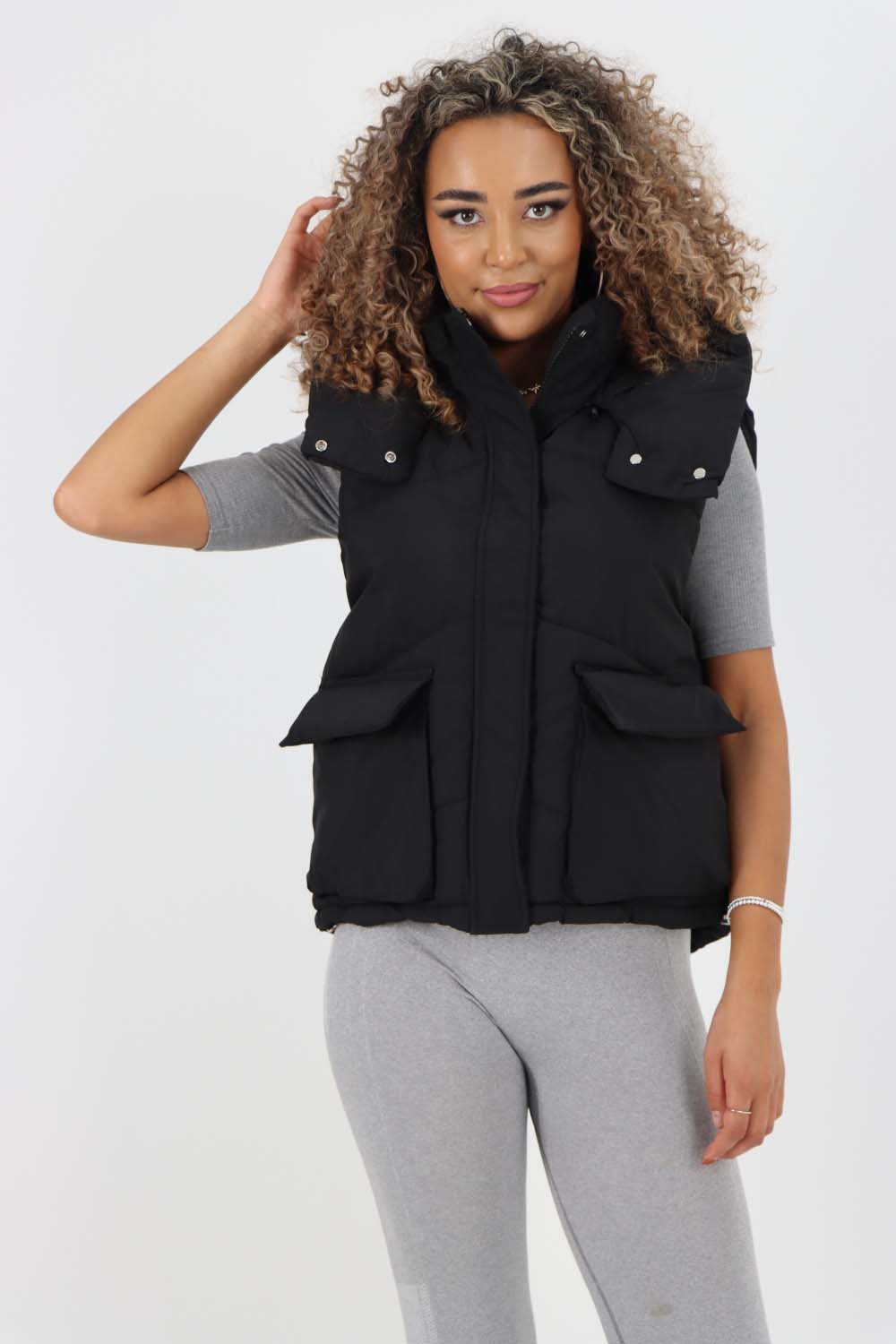 Italian Padded Pockets Hooded Gilet Jackets & Coat WearAll