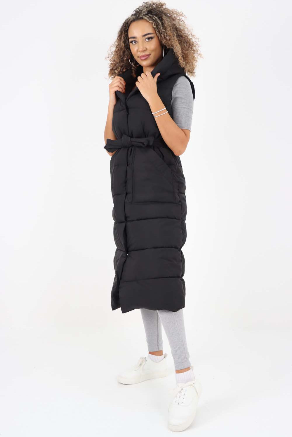 Italian Belted Hooded Long Gilet Jackets & Coat WearAll