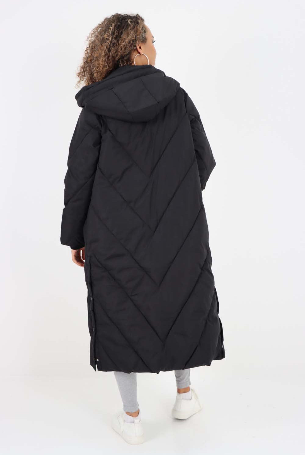 Italian Quilted Hooded Long Jacket Coat Jackets & Coat WearAll