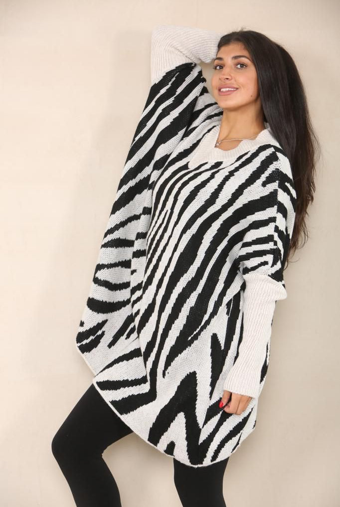Oversized Zebra Print Jumper Top Shirts WearAll