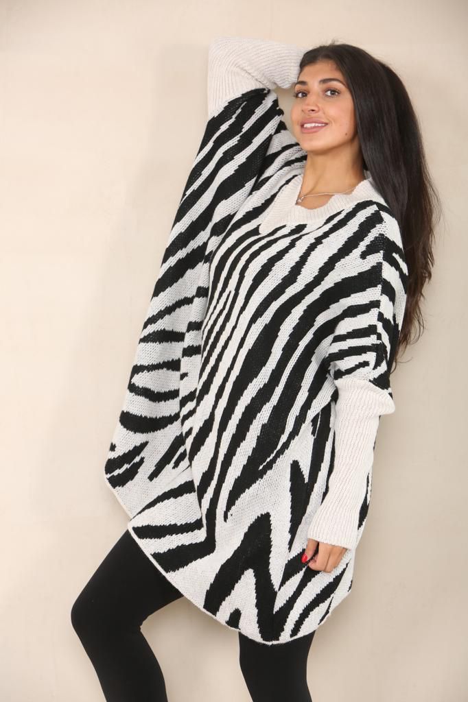 Oversized Zebra Print Jumper Top Shirts WearAll