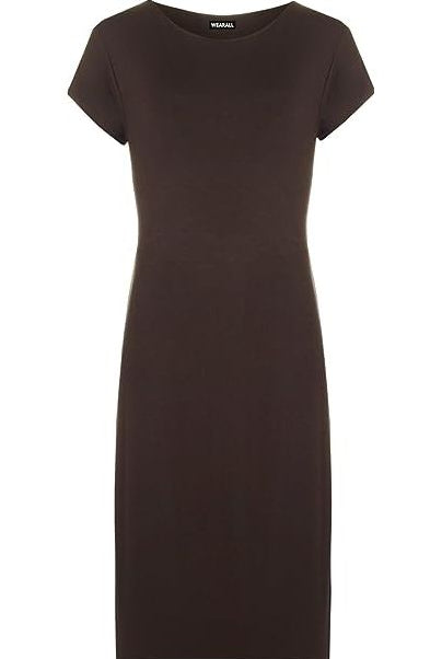 Plain Short Sleeve Jersey Midi Dress Dress WearAll