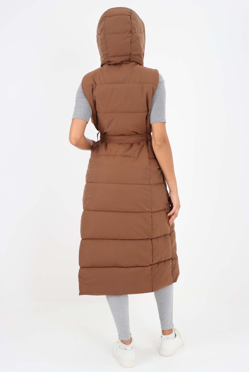 Italian Belted Hooded Long Gilet Jackets & Coat WearAll