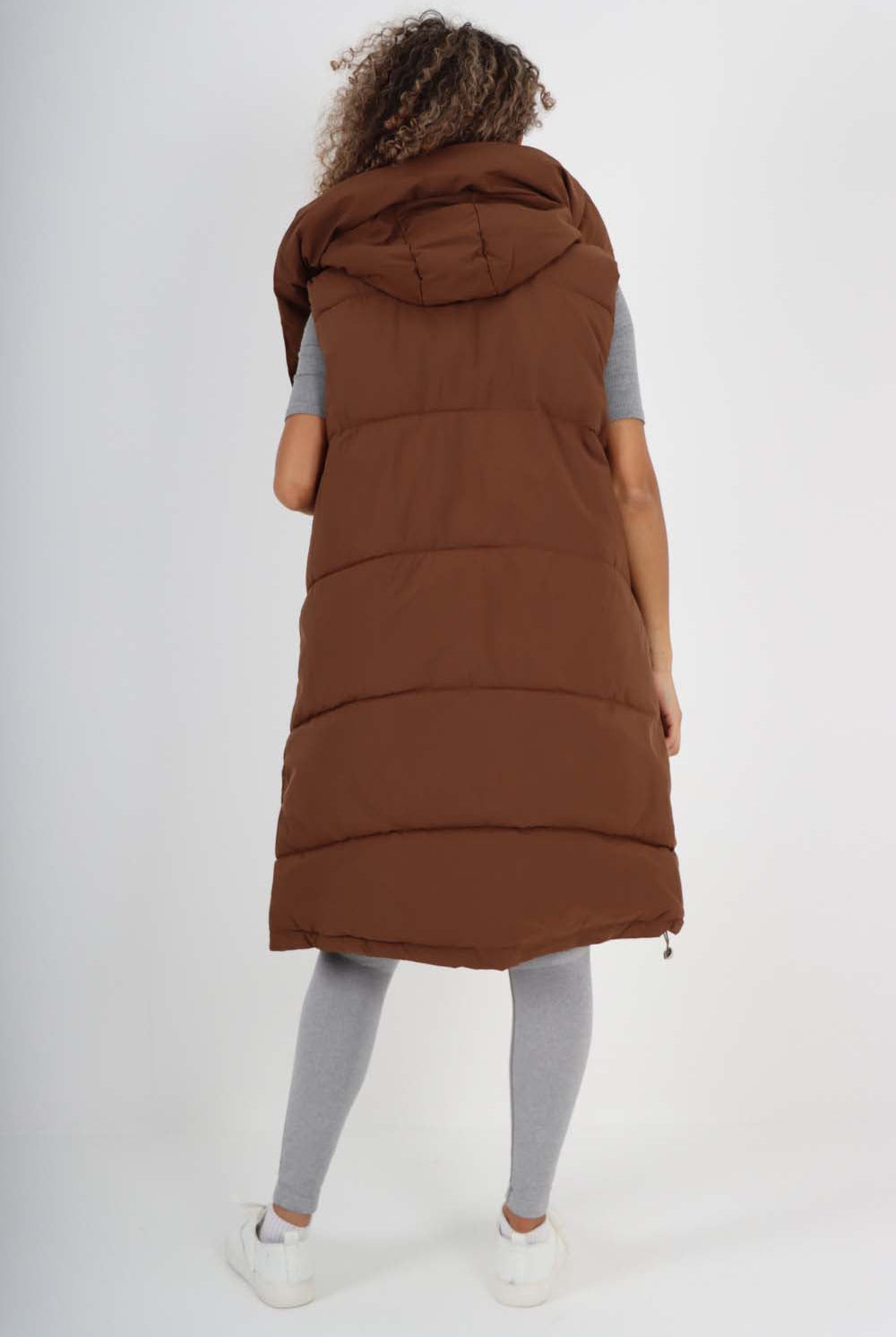 Italian Padded Pockets Hooded Long Gilet Jackets & Coat WearAll