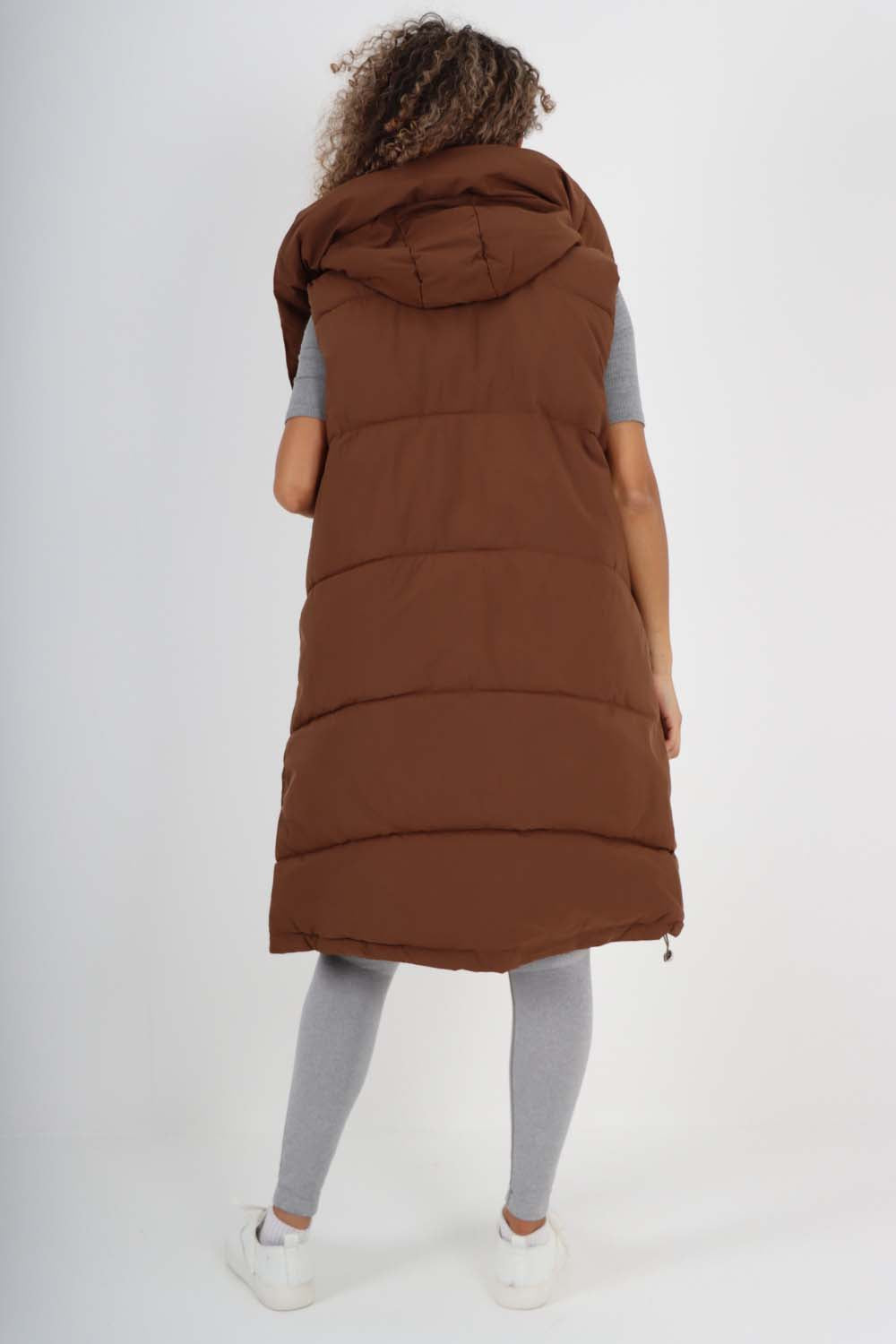 Italian Padded Pockets Hooded Long Gilet Jackets & Coat WearAll