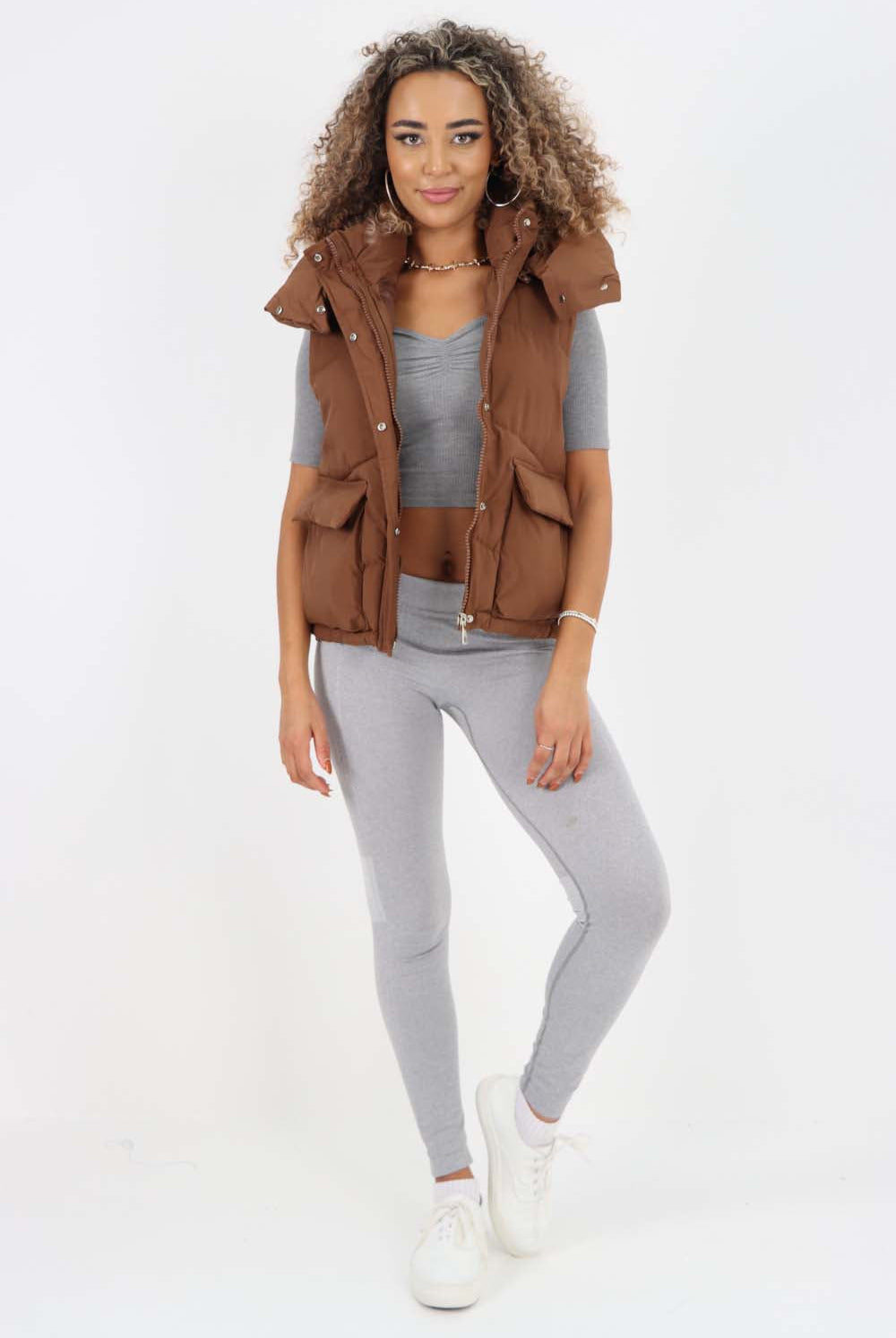 Italian Padded Pockets Hooded Gilet Jackets & Coat WearAll