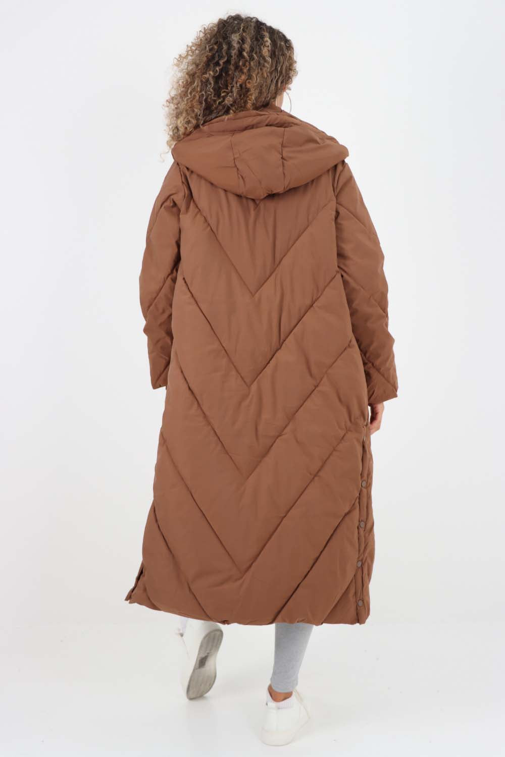 Italian Quilted Hooded Long Jacket Coat Jackets & Coat WearAll