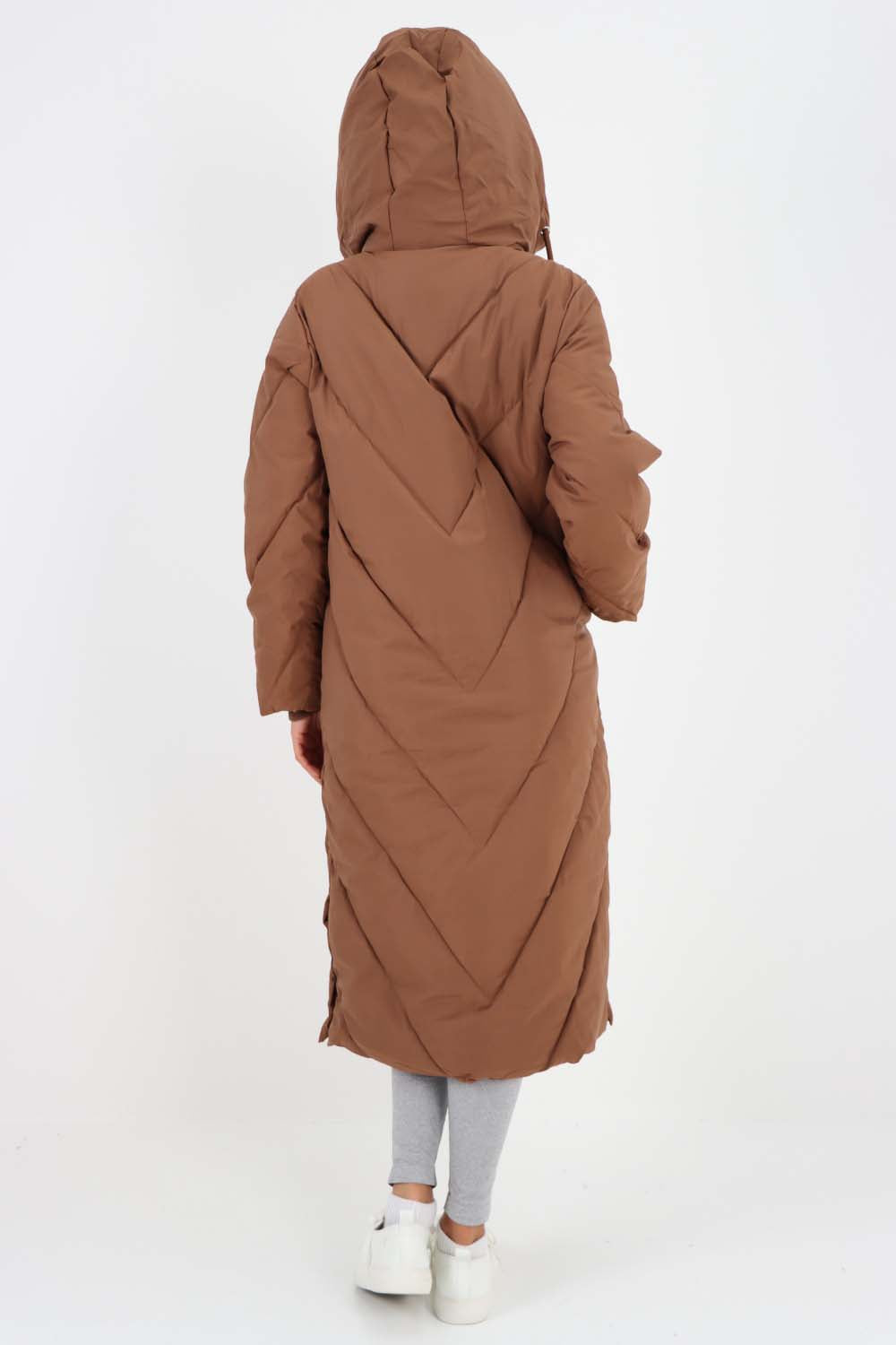 Italian Quilted Hooded Long Jacket Coat Jackets & Coat WearAll