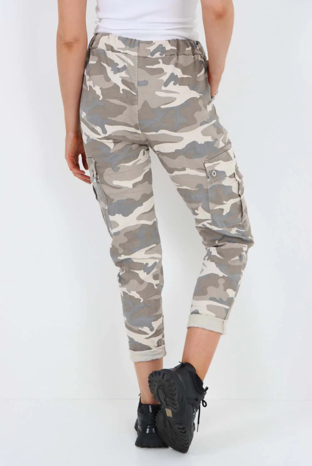 Italian Drawstring Camo Side Pockets Cargo Trousers Trouser WearAll