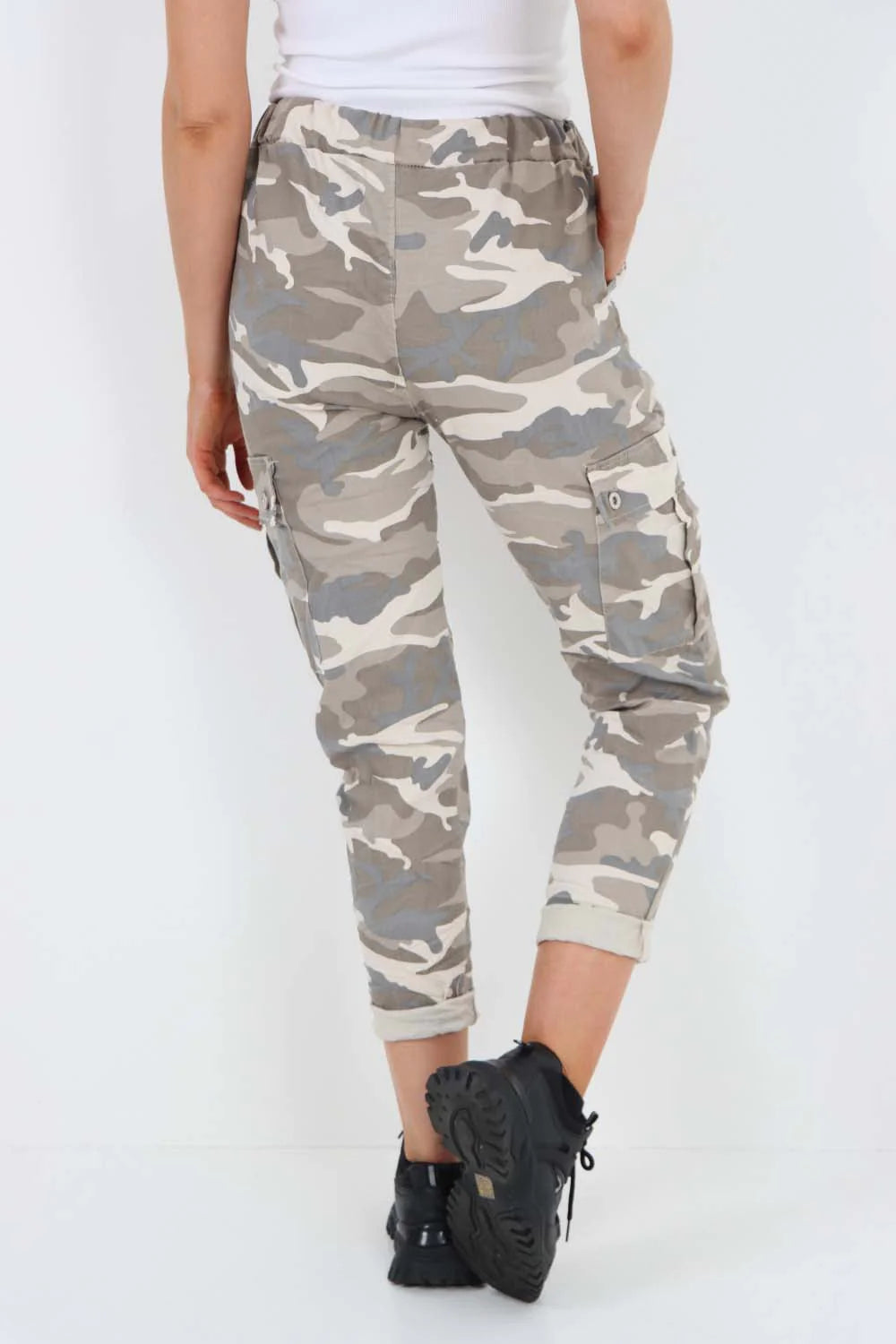Italian Drawstring Camo Side Pockets Cargo Trousers Trouser WearAll