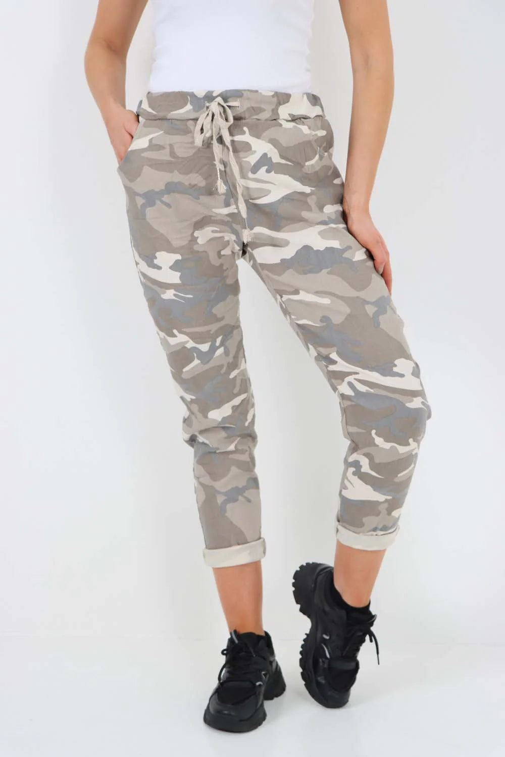 Italian Drawstring Camo Side Pockets Trousers Trouser WearAll