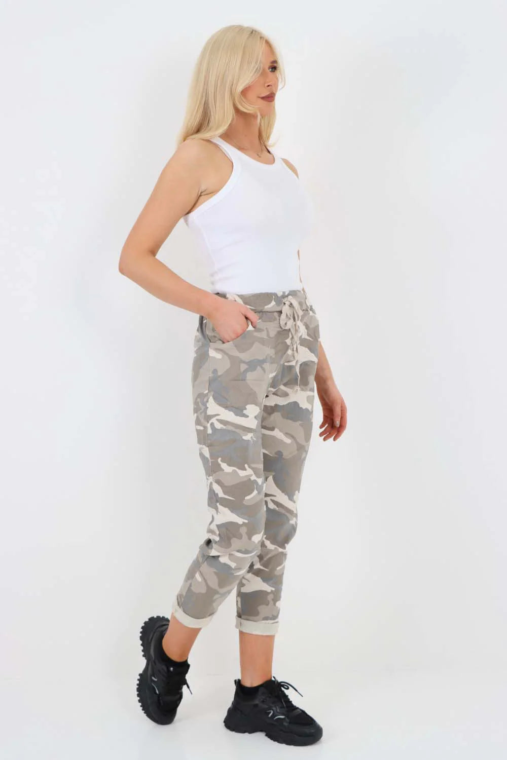 Italian Drawstring Camo Side Pockets Trousers Trouser WearAll