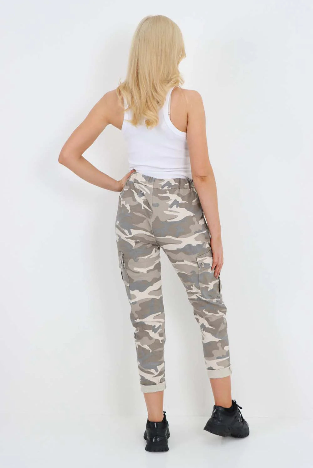 Italian Drawstring Camo Side Pockets Cargo Trousers Trouser WearAll