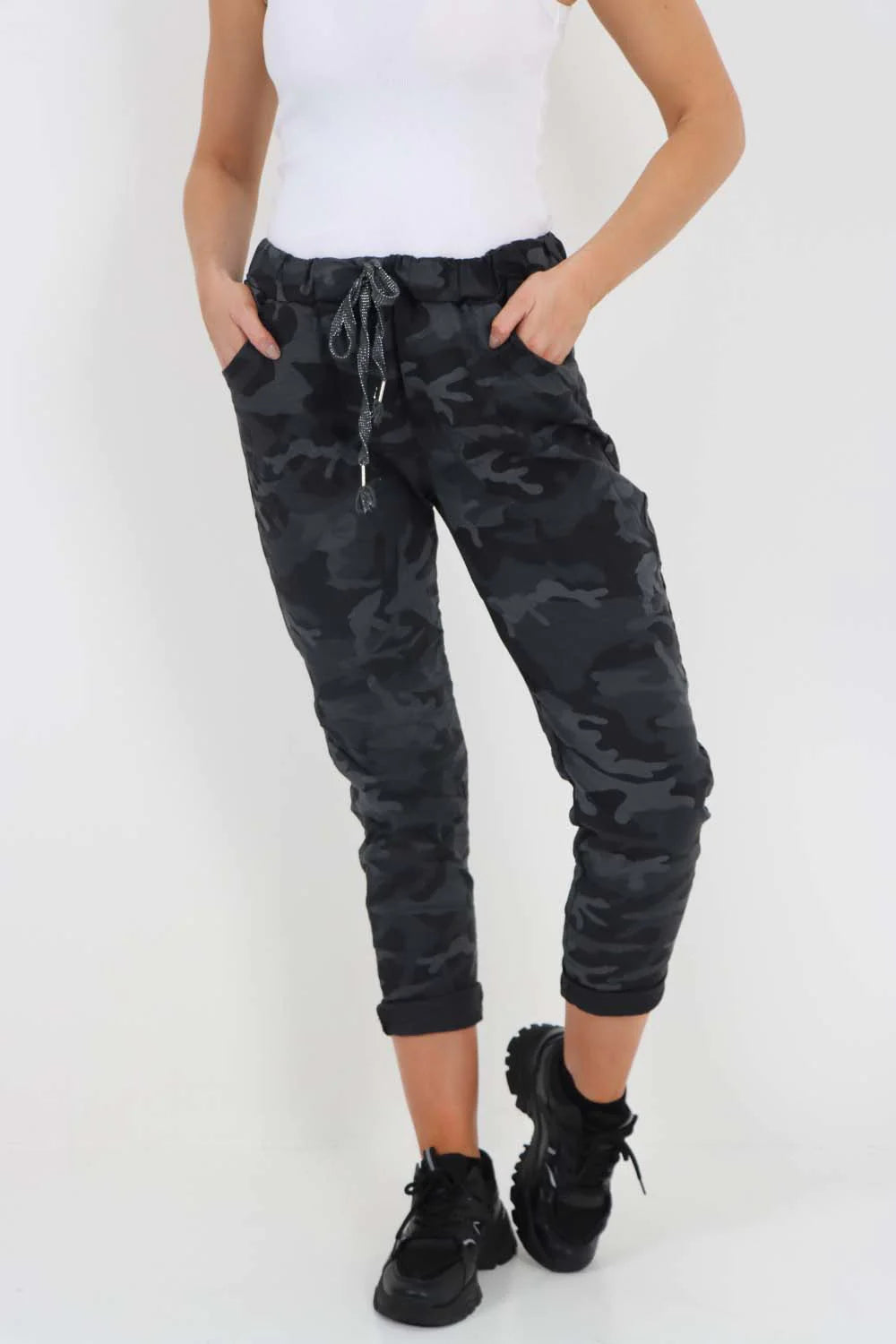 Italian Drawstring Camo Side Pockets Trousers Trouser WearAll