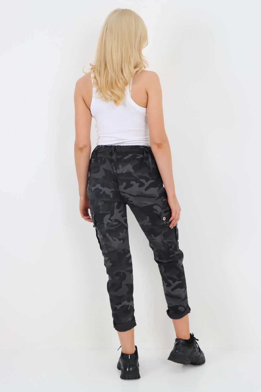 Italian Drawstring Camo Side Pockets Cargo Trousers Trouser WearAll