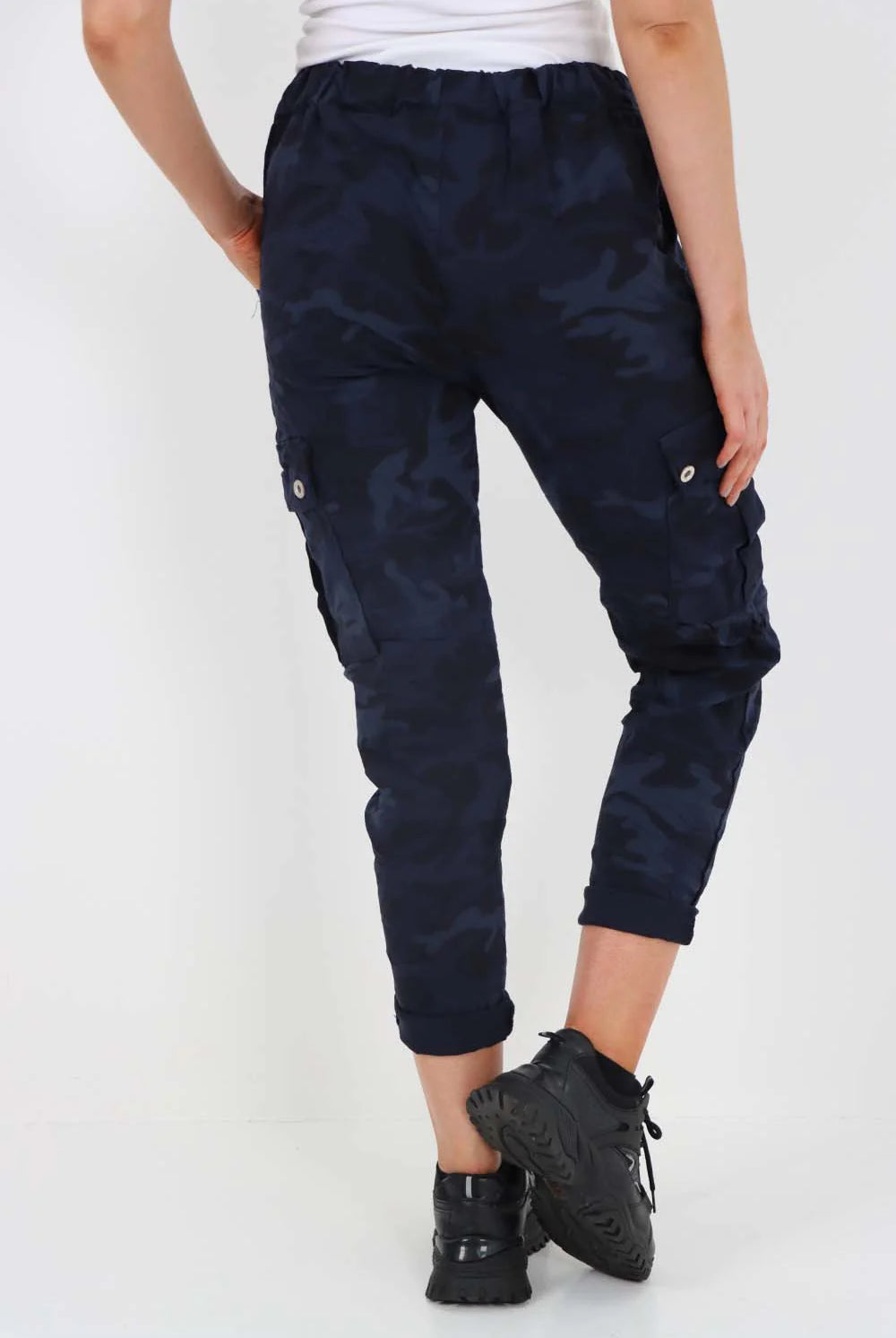 Italian Drawstring Camo Side Pockets Cargo Trousers Trouser WearAll