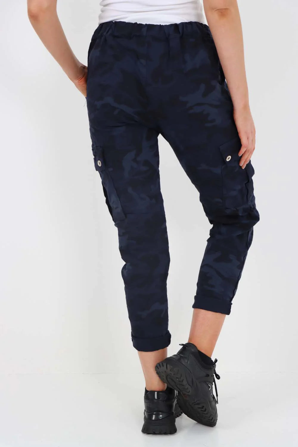 Italian Drawstring Camo Side Pockets Cargo Trousers Trouser WearAll