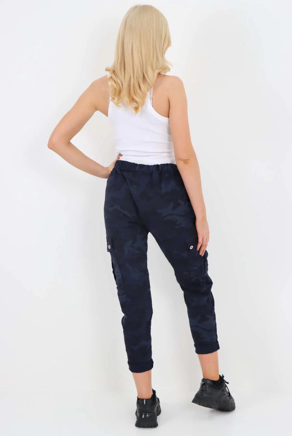 Italian Drawstring Camo Side Pockets Cargo Trousers Trouser WearAll