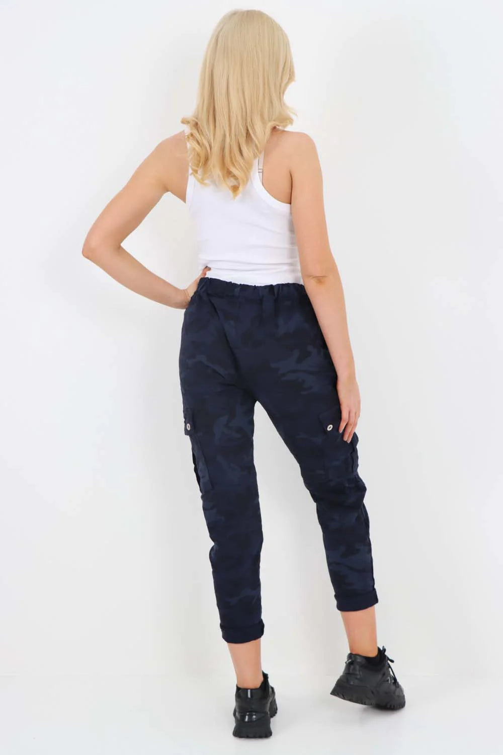 Italian Drawstring Camo Side Pockets Cargo Trousers Trouser WearAll