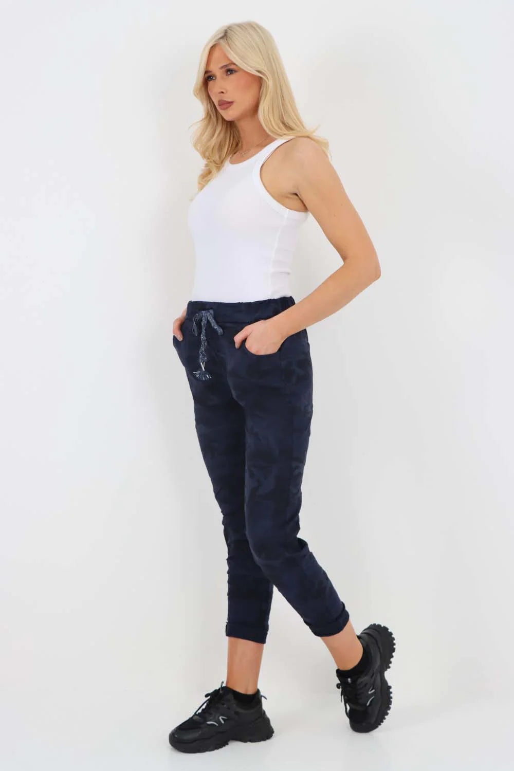 Italian Drawstring Camo Side Pockets Trousers Trouser WearAll