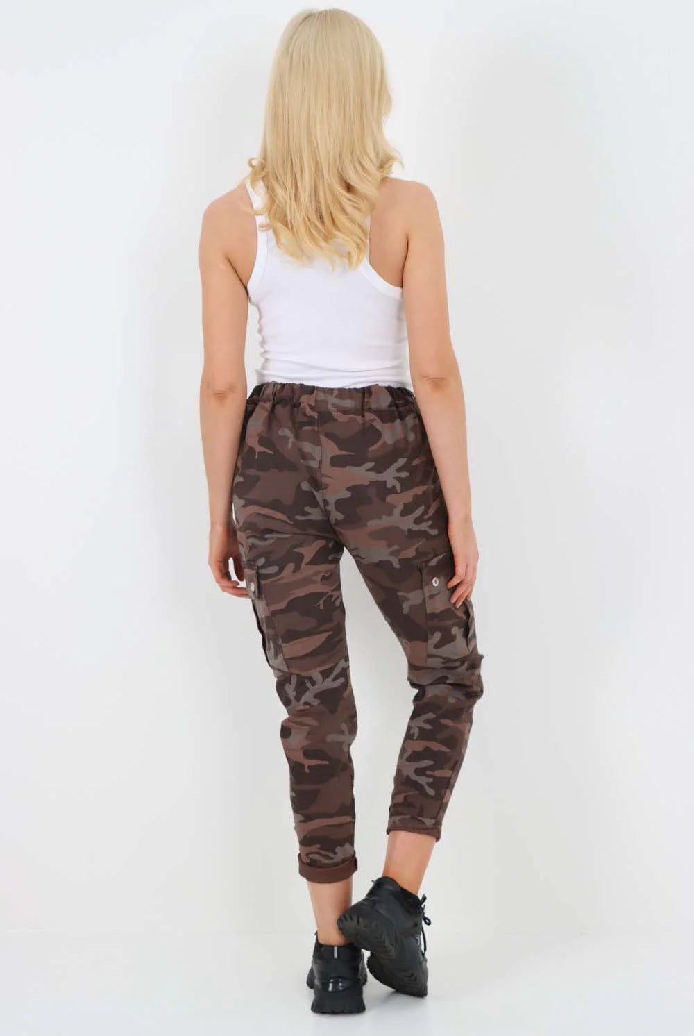 Italian Drawstring Camo Side Pockets Cargo Trousers Trouser WearAll