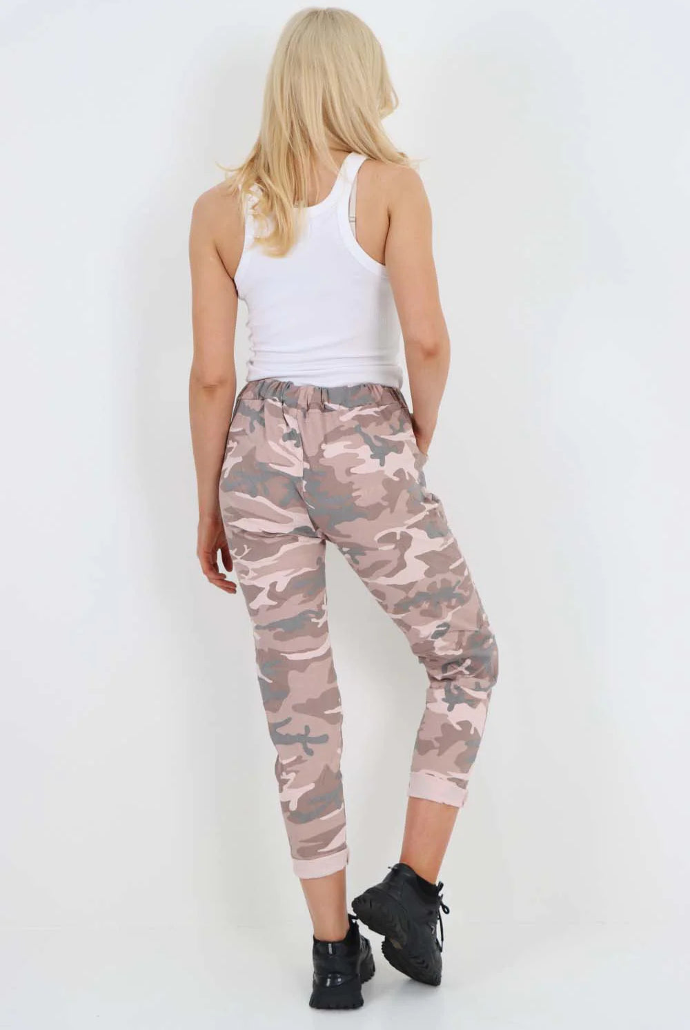 Plus Size Italian Drawstring Camo Side Pockets Trousers Trouser WearAll