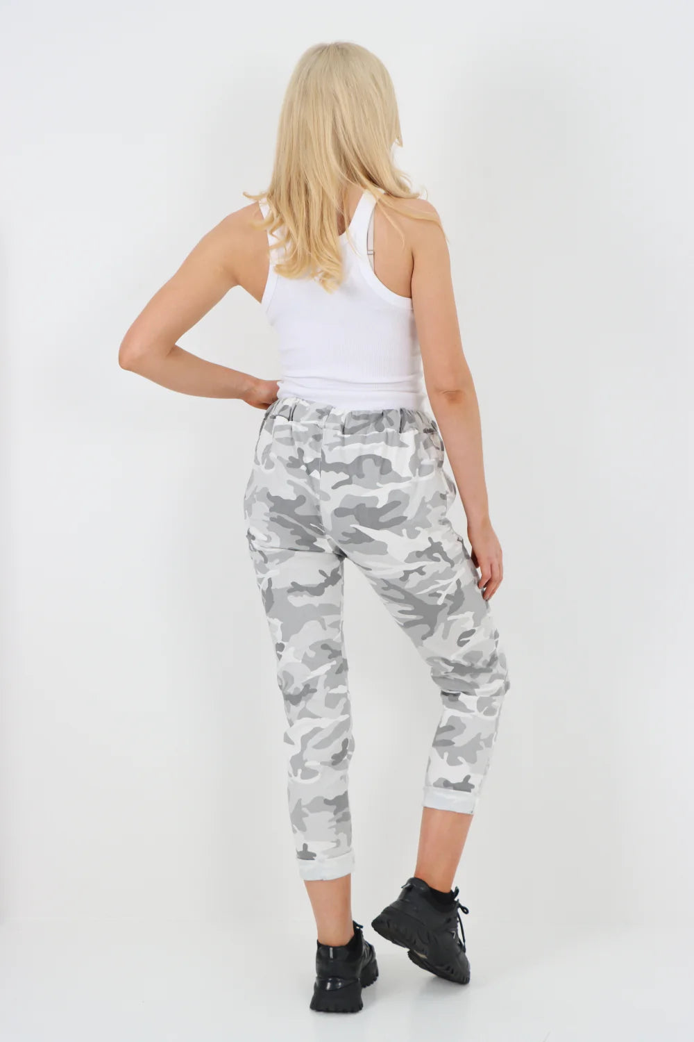 Plus Size Italian Drawstring Camo Side Pockets Trousers Trouser WearAll