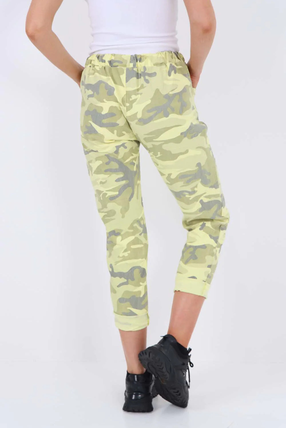 Plus Size Italian Drawstring Camo Side Pockets Trousers Trouser WearAll