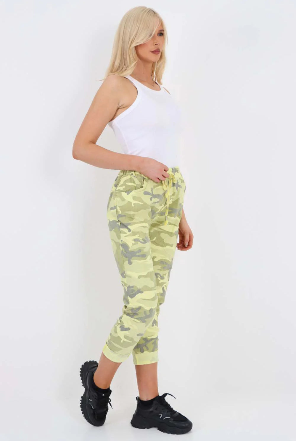 Plus Size Italian Drawstring Camo Side Pockets Trousers Trouser WearAll