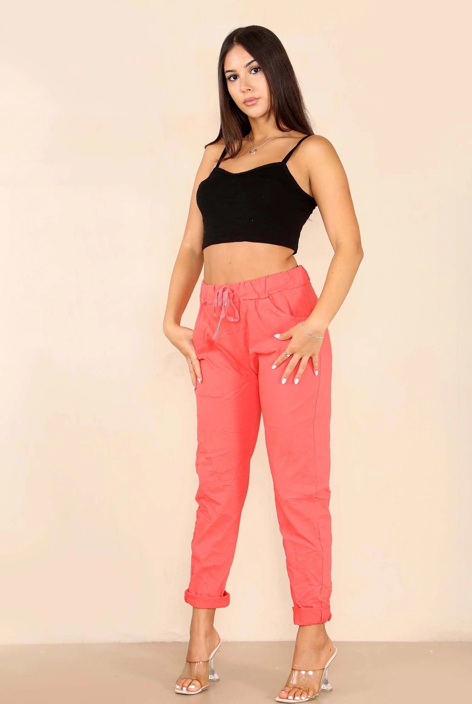 Italian Glitter Drawstring Waistband Magic Pants Trouser WearAll