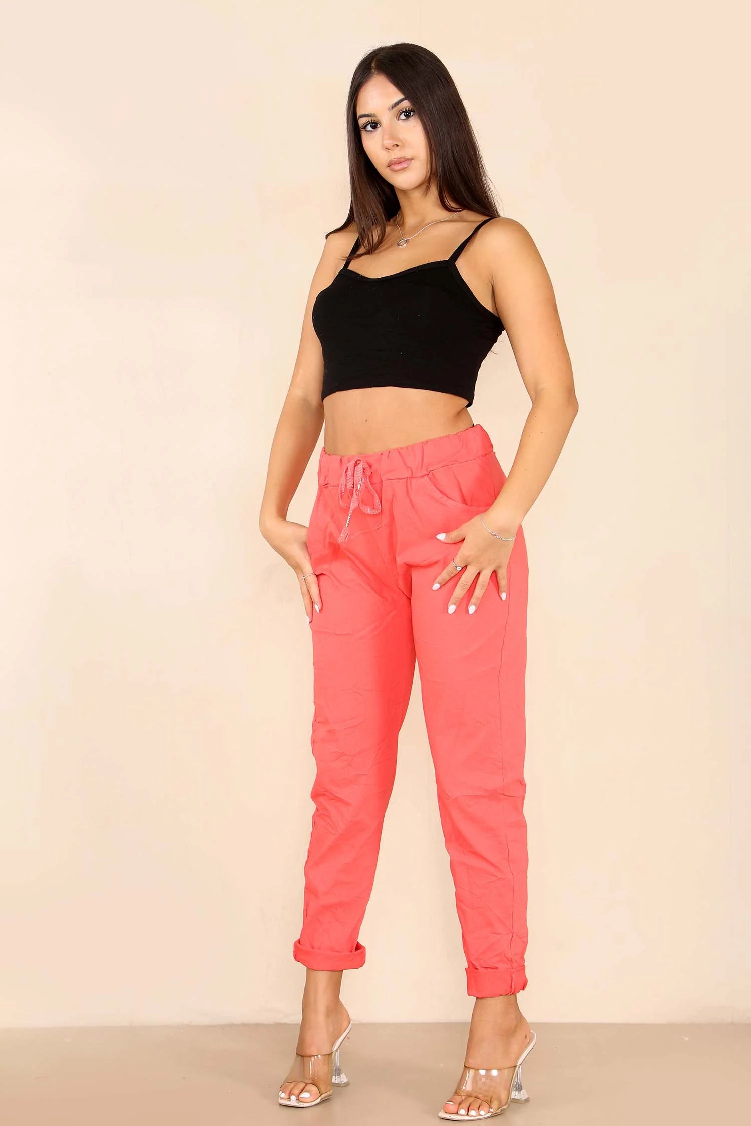 Italian Glitter Drawstring Waistband Magic Pants Trouser WearAll