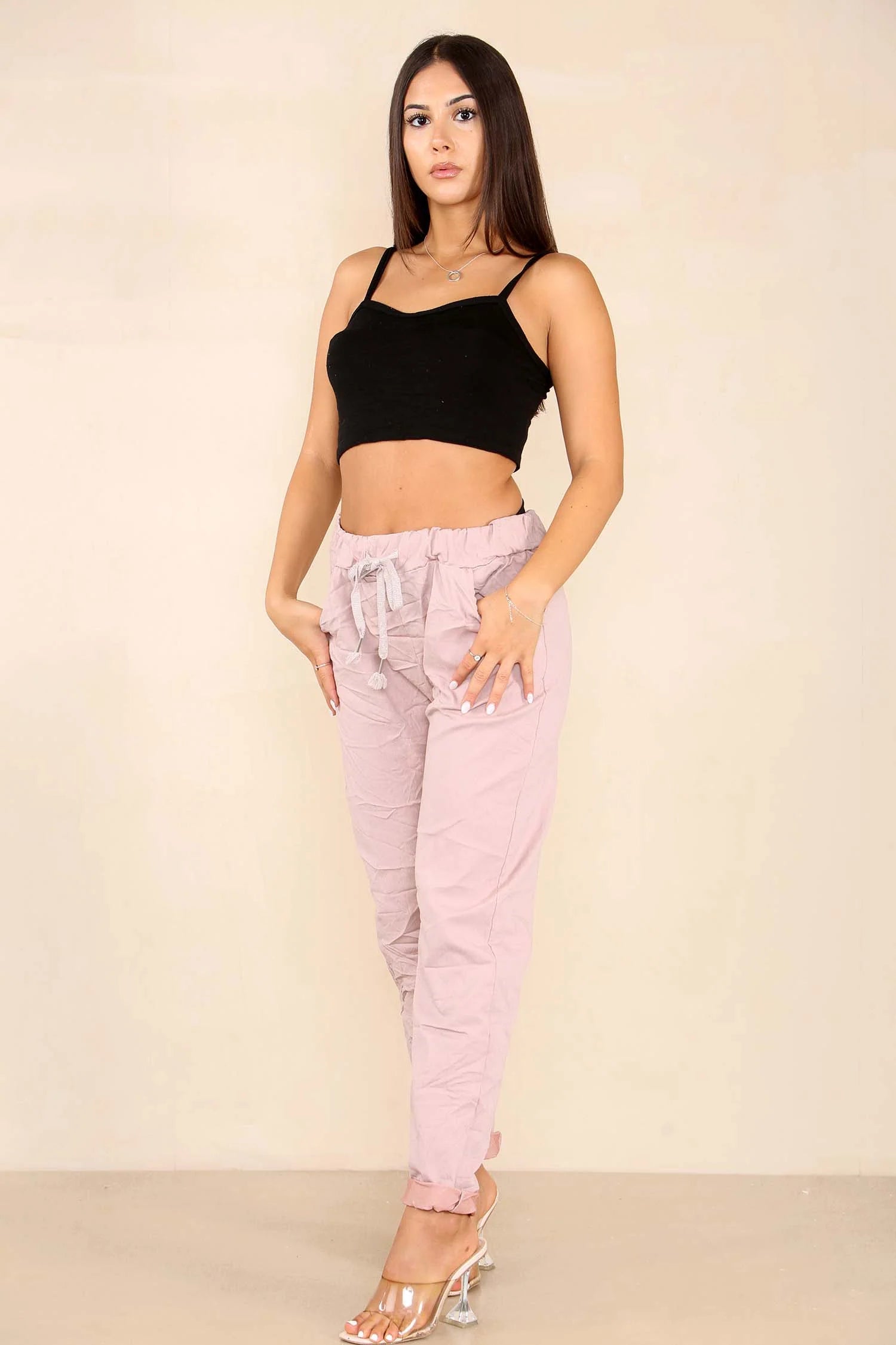 Italian Glitter Drawstring Waistband Magic Pants Trouser WearAll