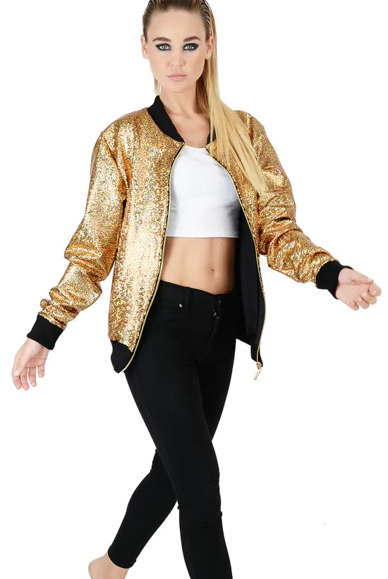 Glitter Mermaid Sequin Bomber Jacket Jacket WearAll