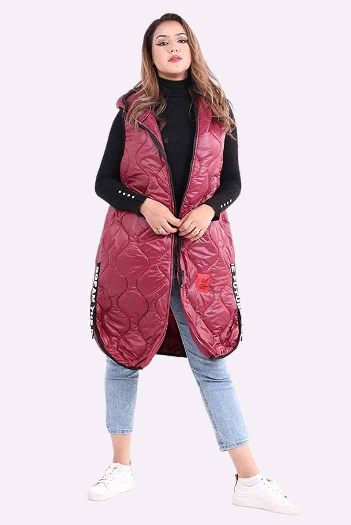 Hooded Puffer Coat Jackets & Coat WearAll Wine One Size (12-18)
