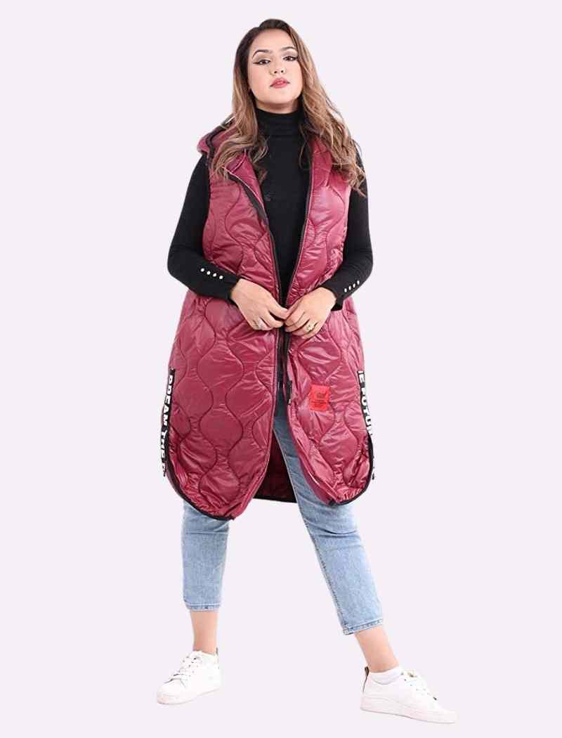 Hooded Puffer Coat Jackets & Coat WearAll Wine One Size (12-18)