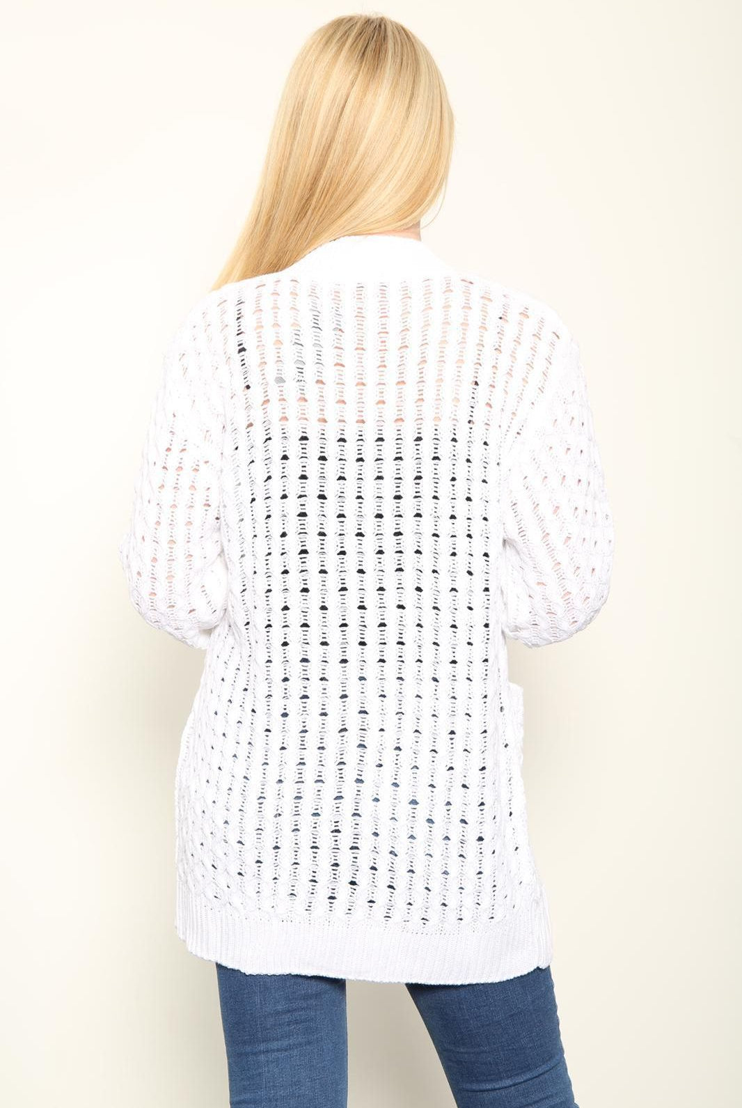 Plus Size Cable Knitted Open Pocket Cardigan Knitted Cardigan WearAll