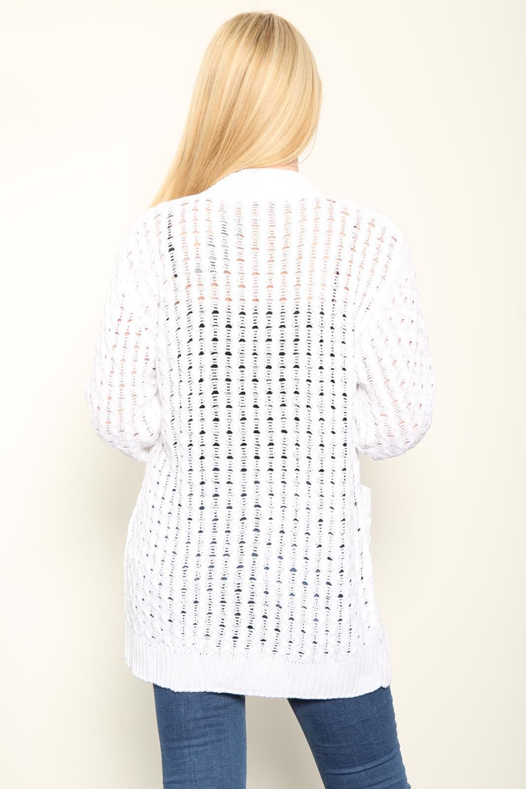 Plus Size Cable Knitted Open Pocket Cardigan Knitted Cardigan WearAll