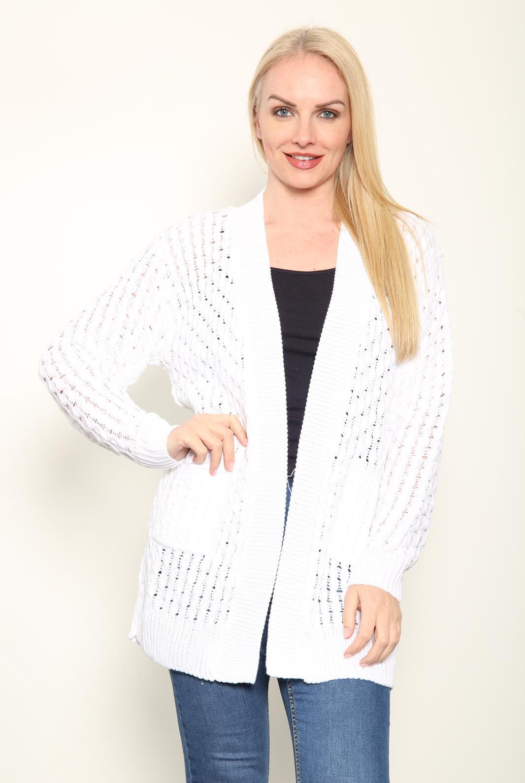 Cable Knitted Open Pocket Cardigan Knitted Cardigan WearAll