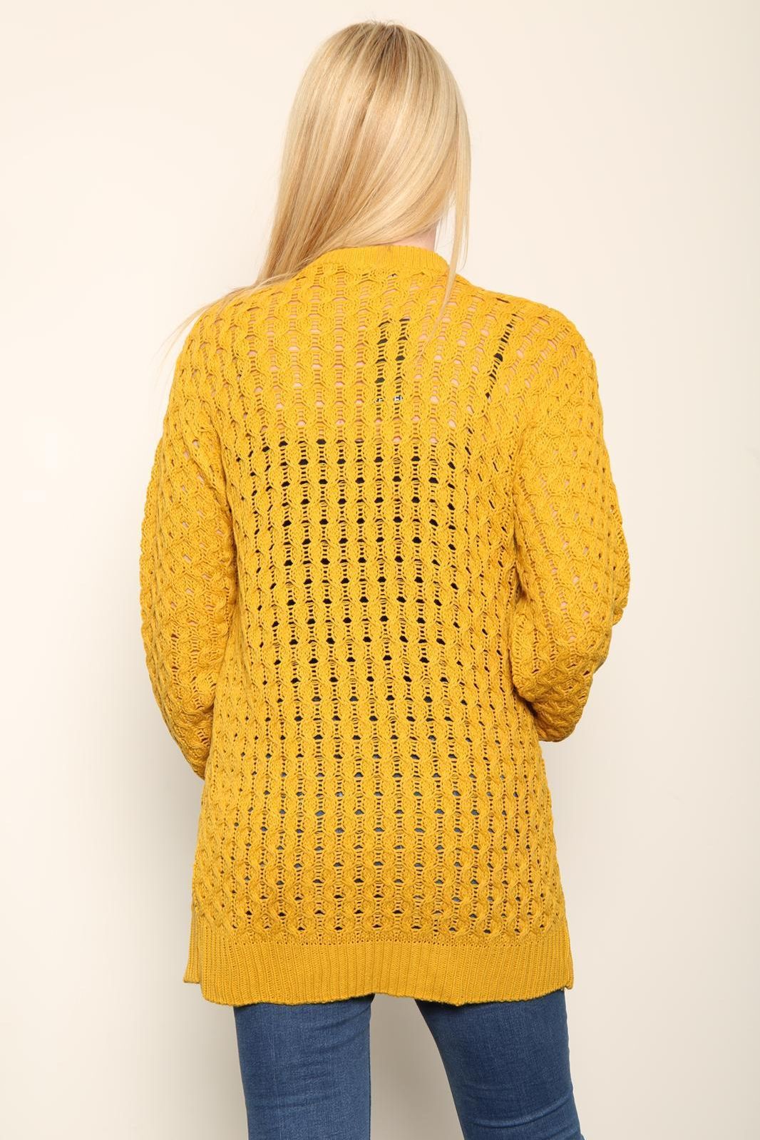 Plus Size Cable Knitted Open Pocket Cardigan Knitted Cardigan WearAll