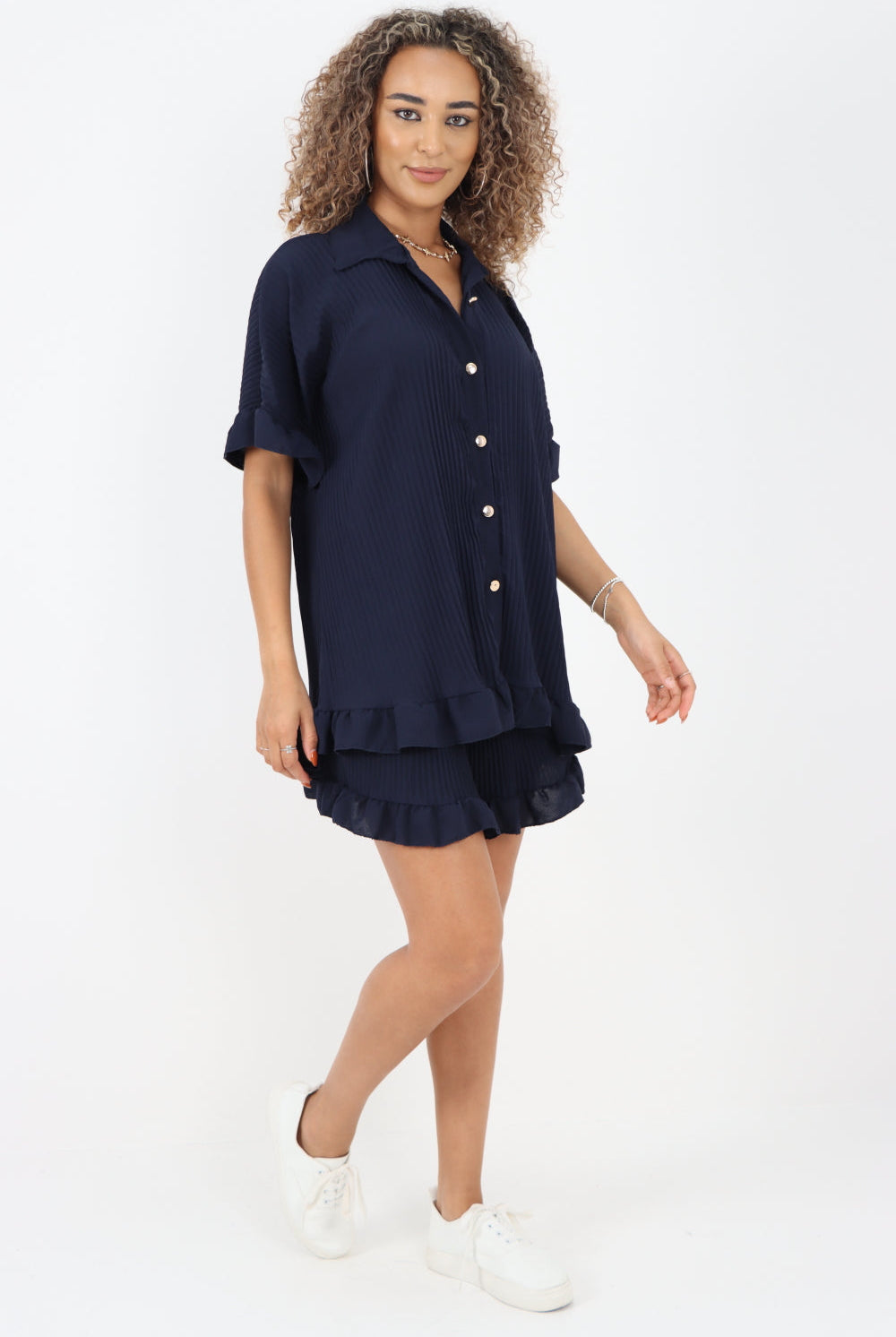 Italian Pleated Shirt & Shorts Co-Ord Set Co-Ords WearAll