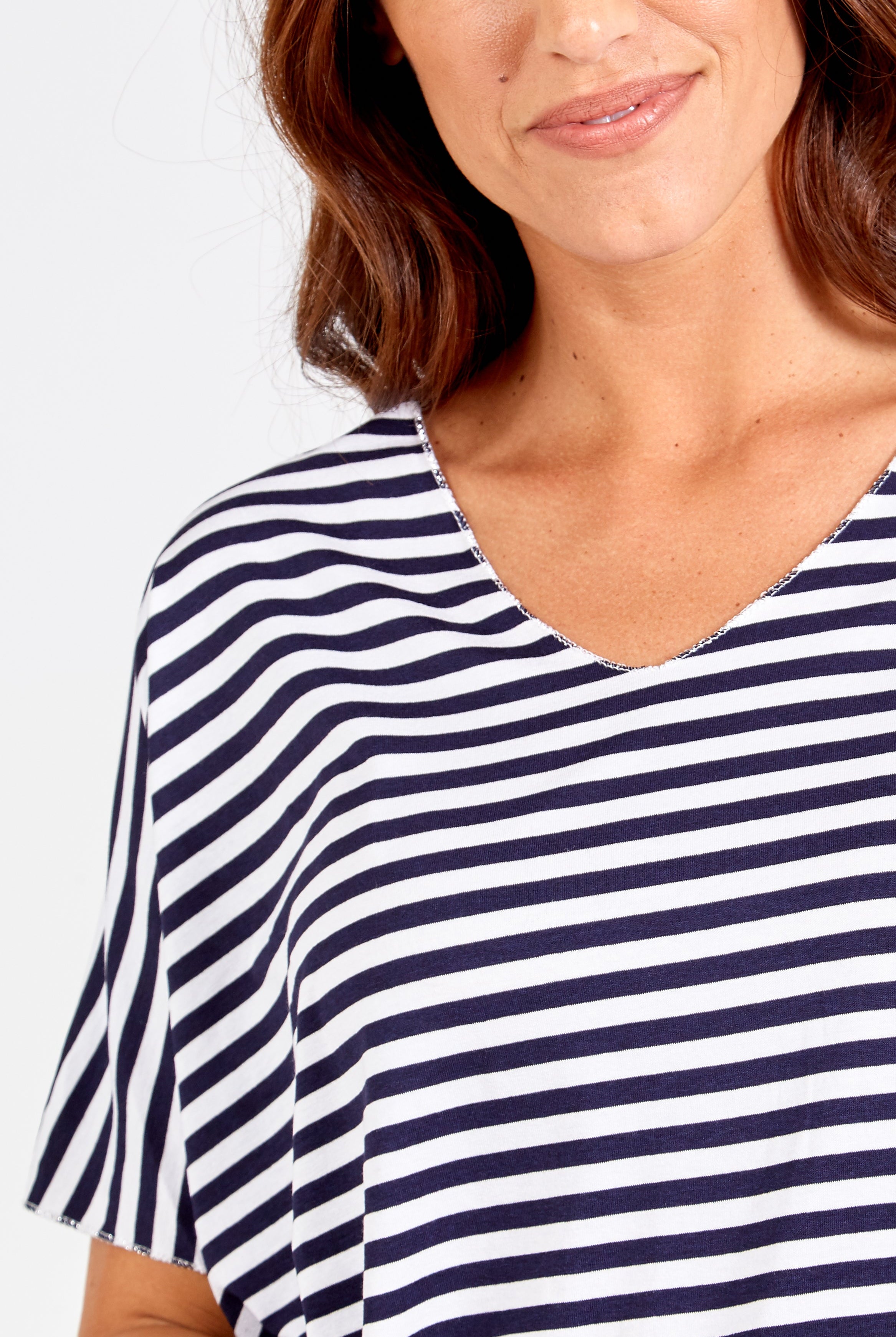 V-Neck Stripe T-Shirt TOPMF2 WearAll