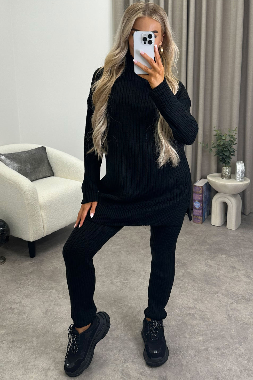 Oversized Roll Neck Knitted Co-Ord Loungewear WearAll