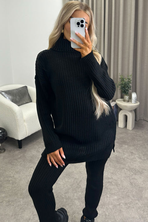 Oversized Roll Neck Knitted Co-Ord Loungewear WearAll