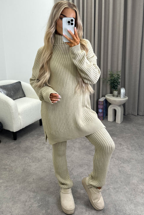 Oversized Roll Neck Knitted Co-Ord Loungewear WearAll