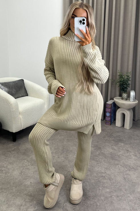 Oversized Roll Neck Knitted Co-Ord Loungewear WearAll