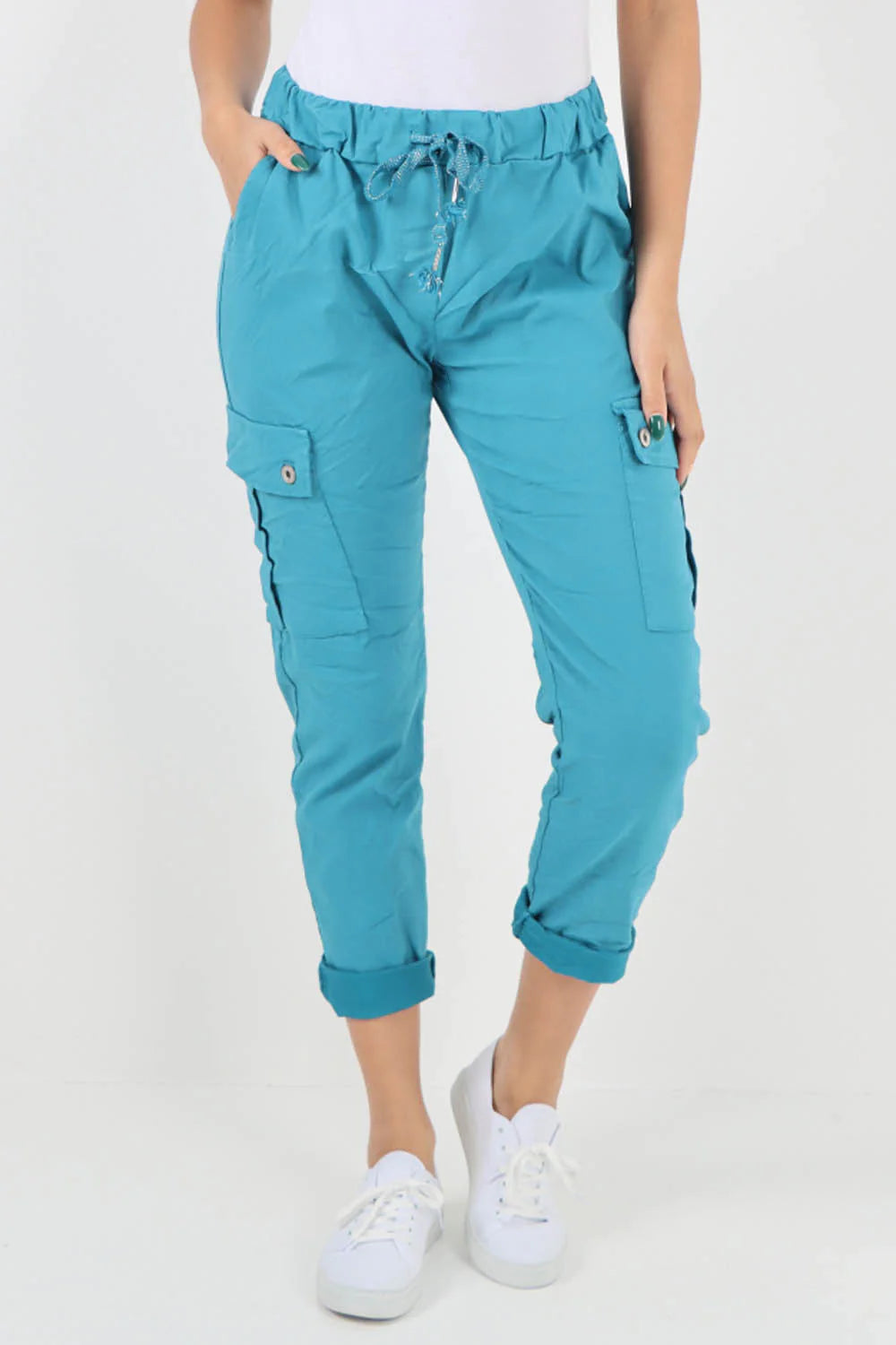 Plus Size Italian Drawstring Waistband Magic Cargo Trouser Trouser WearAll